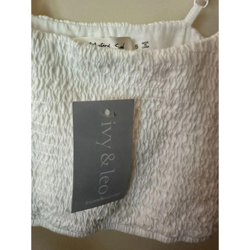 Mustard Seed White Adjustable Straps Cropped Summer Tank NWT Women's Sz Small